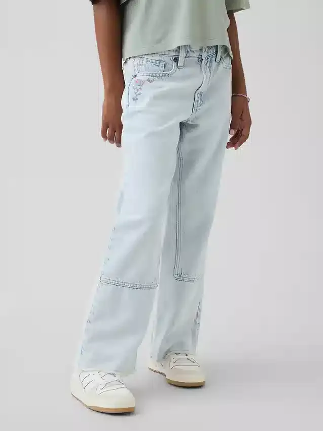 Çocuklar İçin Alçak Bel, Geniş Paça Jean'ler