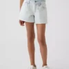 Çocuklar İçin Alçak Bel, Geniş Paça, Nakışlı Limon Desenli Denim Şortlar
