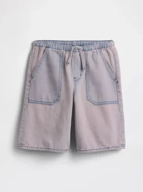 Çocuklar İçin Alçak Bel, Kolay Giyilebilir Uzun Kesim Denim Şortlar