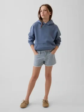 Çocuklar İçin Alçak Bel Stride Denim Çizgili Şortlar