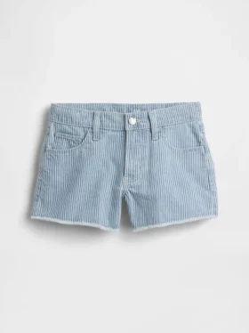 Çocuklar İçin Alçak Bel Stride Denim Çizgili Şortlar