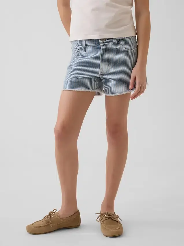 Çocuklar İçin Alçak Bel Stride Denim Çizgili Şortlar