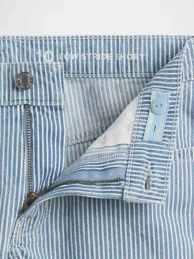 Çocuklar İçin Alçak Bel Stride Denim Çizgili Şortlar