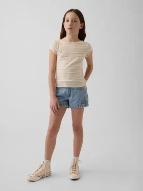 Çocuklar İçin Alçak Bel Stride Denim Şortlar