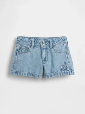 Çocuklar İçin Alçak Bel Stride Denim Şortlar
