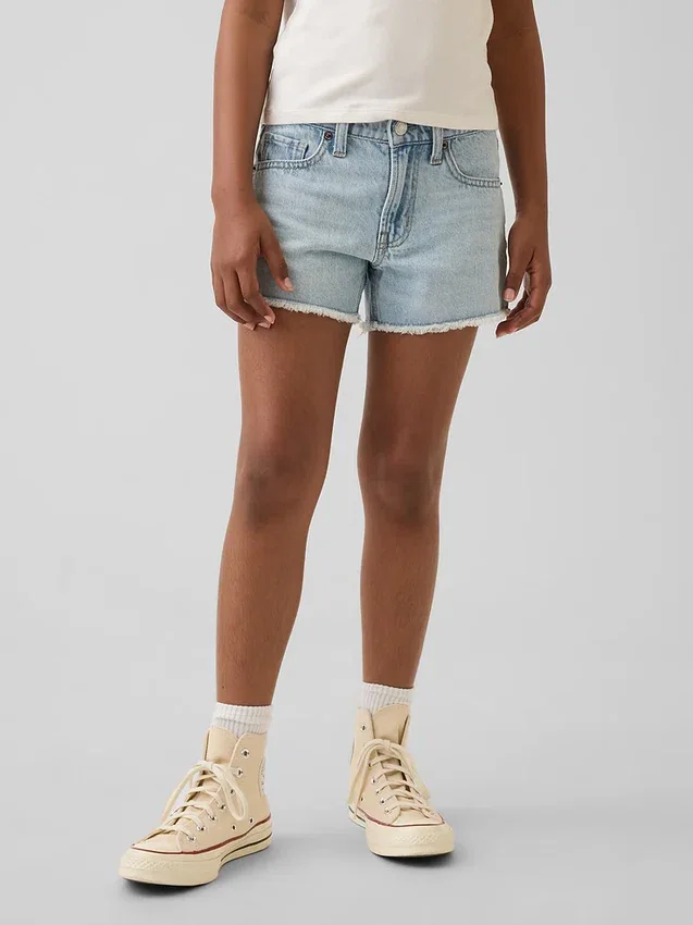 Çocuklar İçin Alçak Bel Stride Denim Şortlar