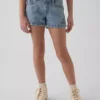 Çocuklar İçin Alçak Bel Stride Denim Şortlar