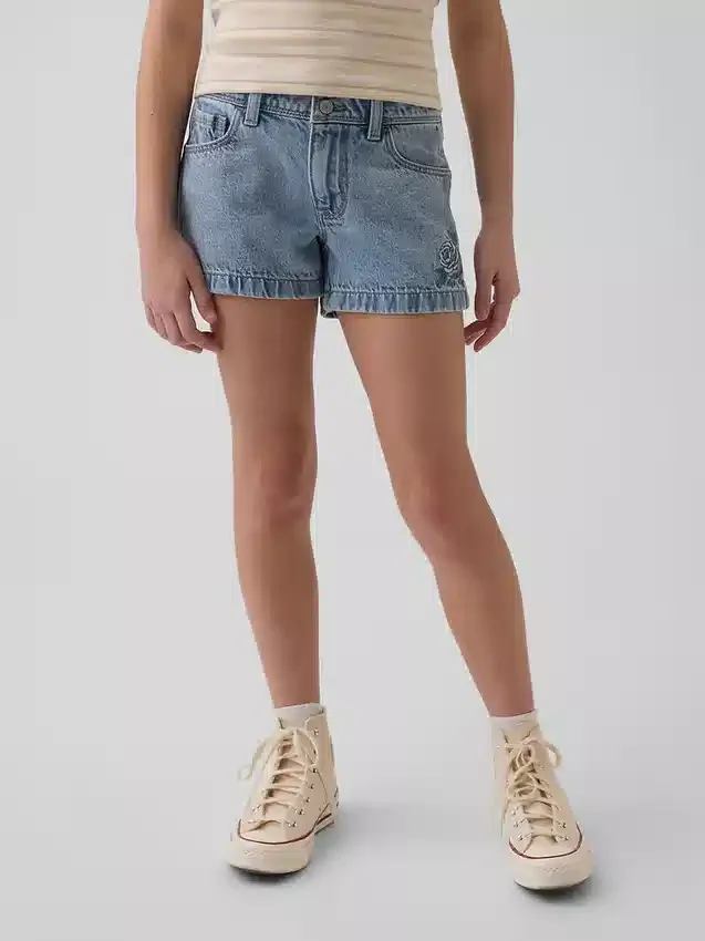Çocuklar İçin Alçak Bel Stride Denim Şortlar