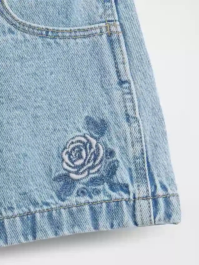 Çocuklar İçin Alçak Bel Stride Denim Şortlar