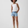 Çocuklar İçin Alçak Bel Stride Çiçek Desenli Denim Şortlar