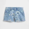 Çocuklar İçin Alçak Bel Stride Çiçek Desenli Denim Şortlar
