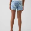 Çocuklar İçin Alçak Bel Stride Çiçek Desenli Denim Şortlar