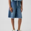 Çocuklar İçin Alçak Bel, Ultra Yumuşak, Kolay Giyilebilir Uzun Denim Şortlar