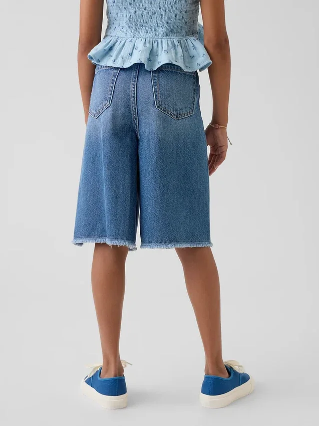 Çocuklar İçin Alçak Bel, Ultra Yumuşak, Kolay Giyilebilir Uzun Denim Şortlar