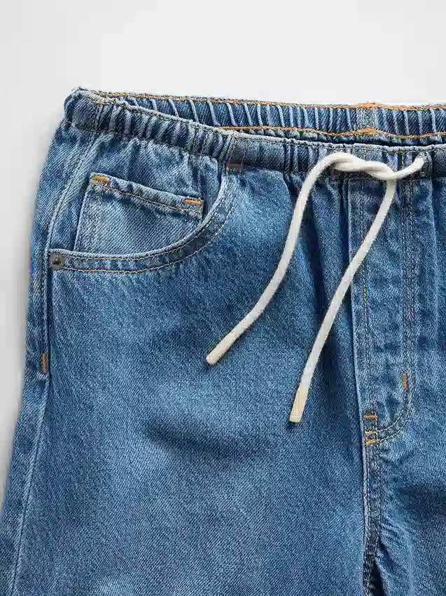 Çocuklar İçin Alçak Bel, Ultra Yumuşak, Kolay Giyilebilir Uzun Denim Şortlar