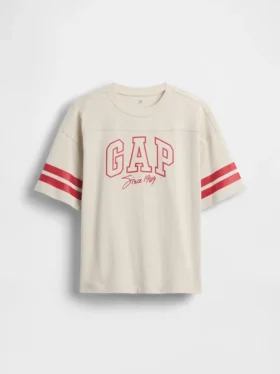 Çocuklar İçin Ağır Pamuklu Oversized Logo Dikişli Tişört