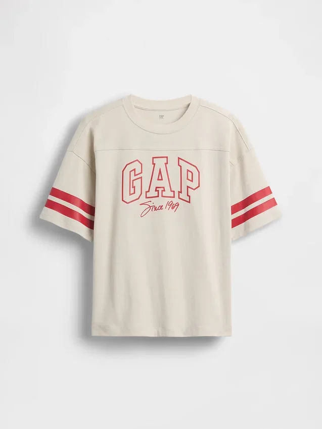Çocuklar İçin Ağır Pamuklu Oversized Logo Dikişli Tişört