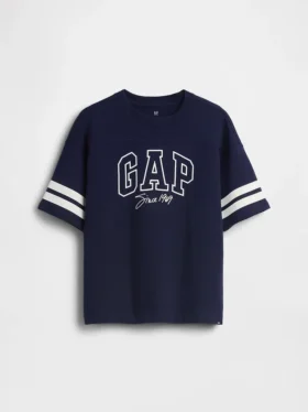 Çocuklar İçin Ağır Pamuklu Oversized Logo Dikişli Tişört