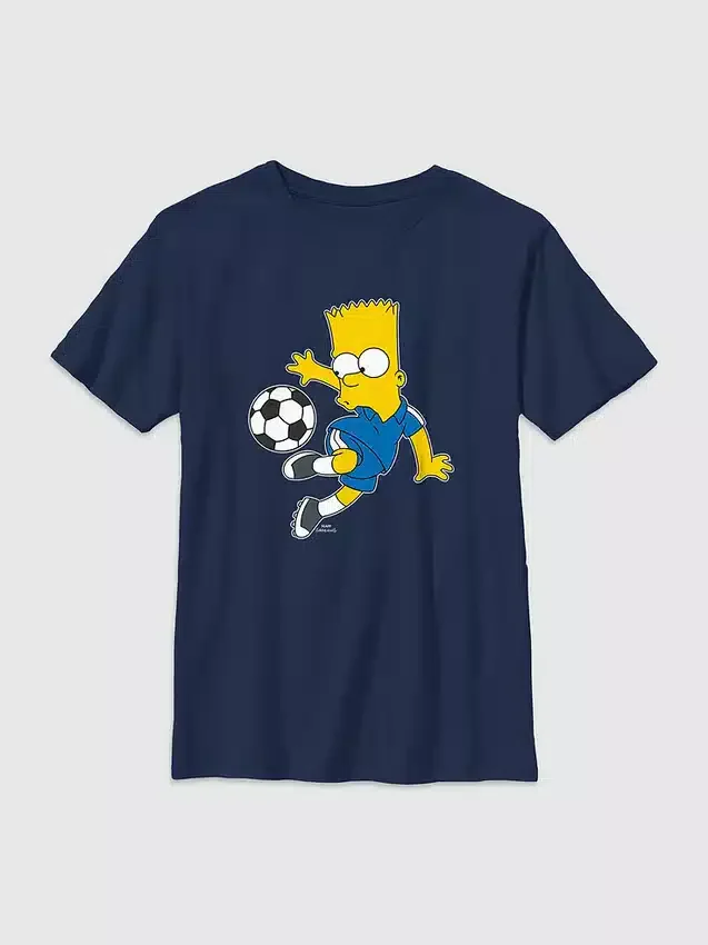 Çocuklar İçin Bart Simpson Futbol Desenli Tişört