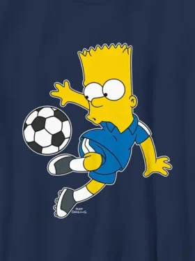 Çocuklar İçin Bart Simpson Futbol Desenli Tişört