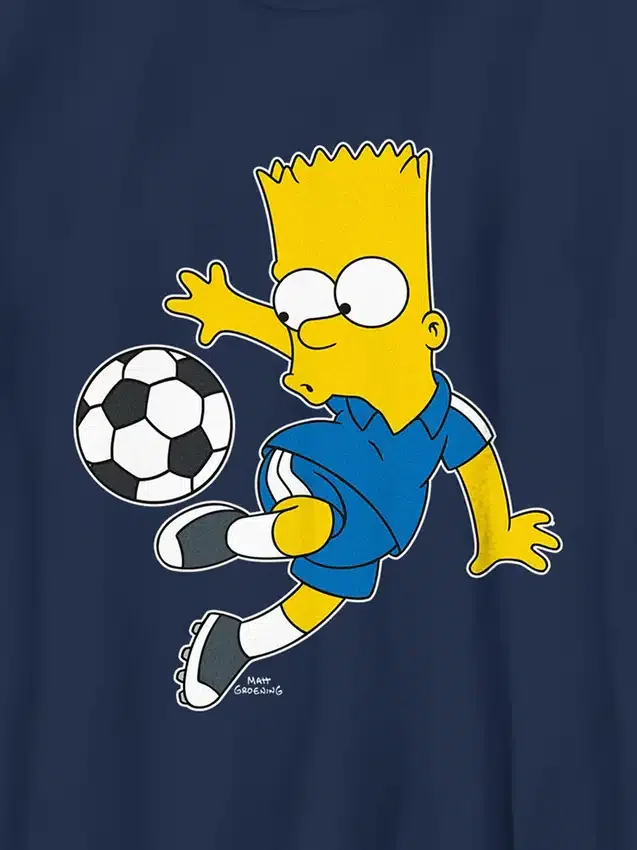 Çocuklar İçin Bart Simpson Futbol Desenli Tişört