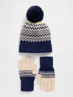 Çocuklar İçin CashSoft Fair Isle Şapka ve Eldivenler Seti