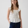 Çocuklar İçin Dalgalı Kollu Smoklu Peplum Üst Giyim