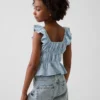 Çocuklar İçin Dalgalı Kollu Smoklu Peplum Üst Giyim