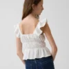 Çocuklar İçin Dalgalı Kollu Smoklu Peplum Üst Giyim