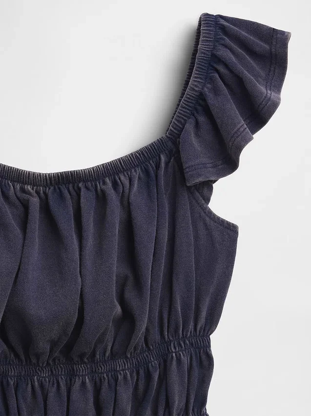 Çocuklar İçin Dalgalı Kollu Smoklu Peplum Üst Giyim