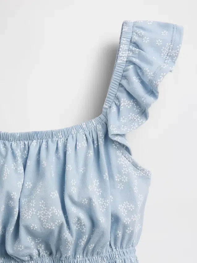 Çocuklar İçin Dalgalı Kollu Smoklu Peplum Üst Giyim