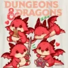 Çocuklar İçin Dungeons and Dragons Chibi Grafikli Tişört