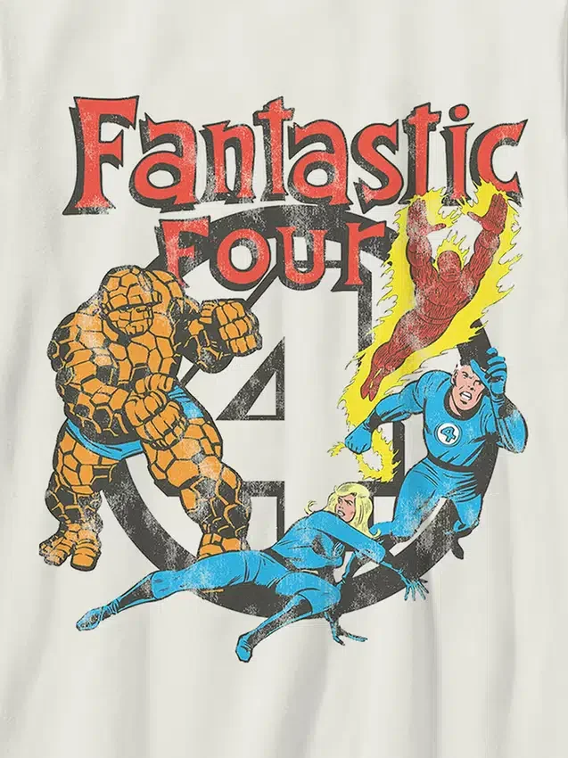 Çocuklar İçin Fantastik Dörtlü Vintage Grafik Tişört