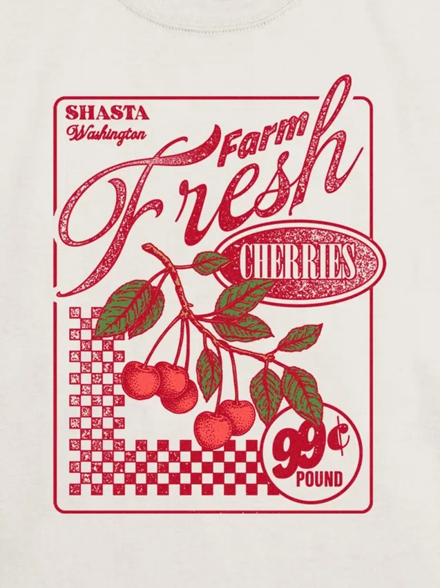 Çocuklar İçin Farm Fresh Cherries Grafikli Tişört