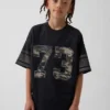 Çocuklar İçin File Oversized Grafikli Jersey Tişört