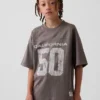 Çocuklar İçin File Oversized Grafikli Jersey Tişört