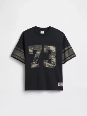 Çocuklar İçin File Oversized Grafikli Jersey Tişört