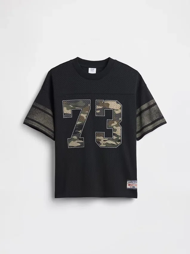 Çocuklar İçin File Oversized Grafikli Jersey Tişört
