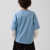 Çocuklar İçin File Oversized Grafikli Jersey Tişört
