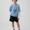 Çocuklar İçin File Oversized Grafikli Jersey Tişört