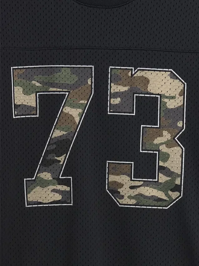Çocuklar İçin File Oversized Grafikli Jersey Tişört