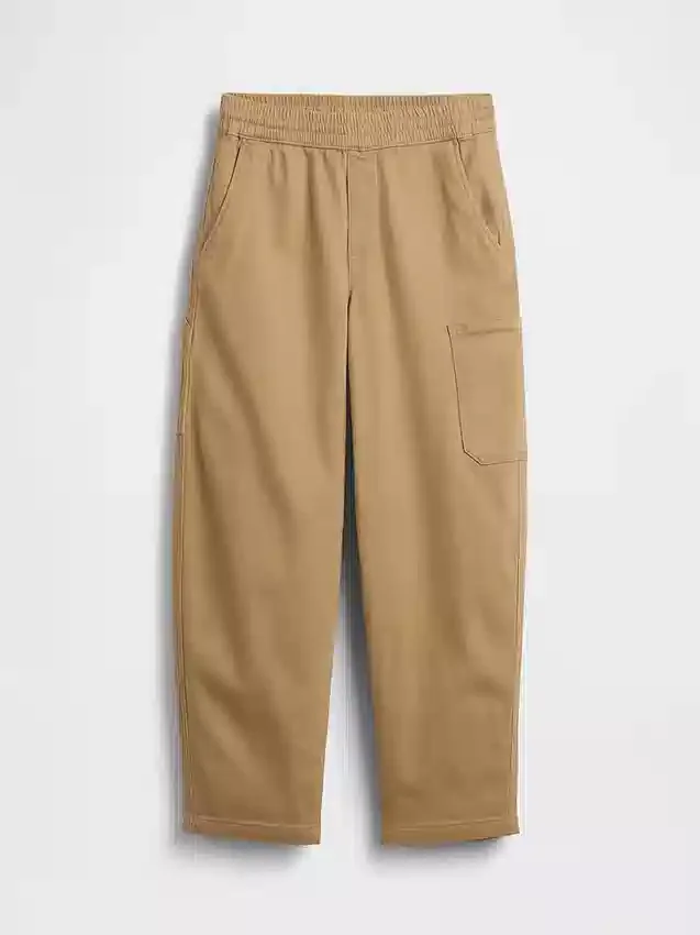 Çocuklar İçin Fırçalanmış Kargo Bol Kesim Dar Paça Pantolon
