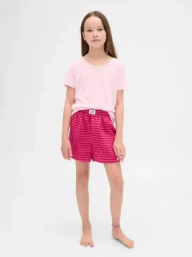 Çocuklar İçin Geri Dönüştürülmüş Flanel Pijama Şortları
