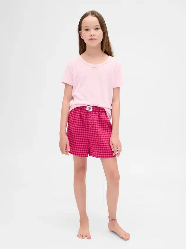 Çocuklar İçin Geri Dönüştürülmüş Flanel Pijama Şortları