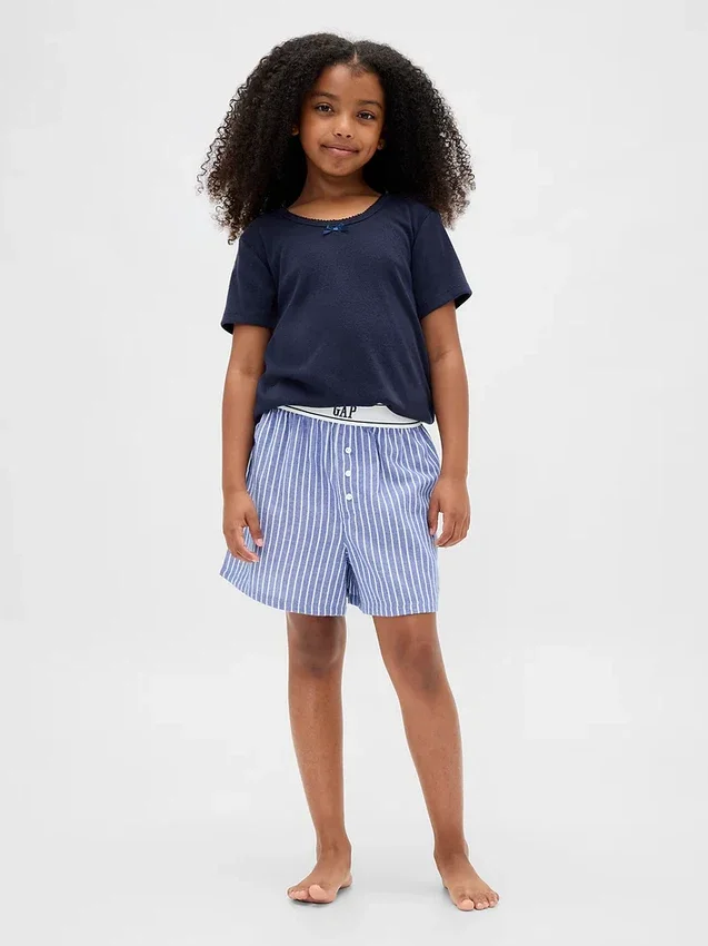 Çocuklar İçin Geri Dönüştürülmüş Flanel Pijama Şortları