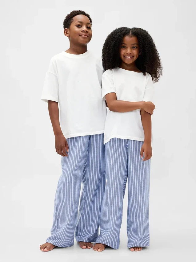 Çocuklar İçin Geri Dönüştürülmüş Flanel Pijama Pantolonu