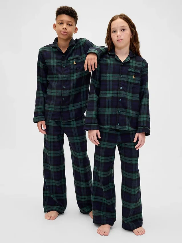 Çocuklar İçin Geri Dönüştürülmüş Flanel Pijama Seti