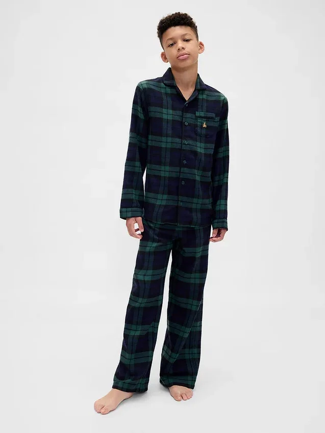 Çocuklar İçin Geri Dönüştürülmüş Flanel Pijama Seti