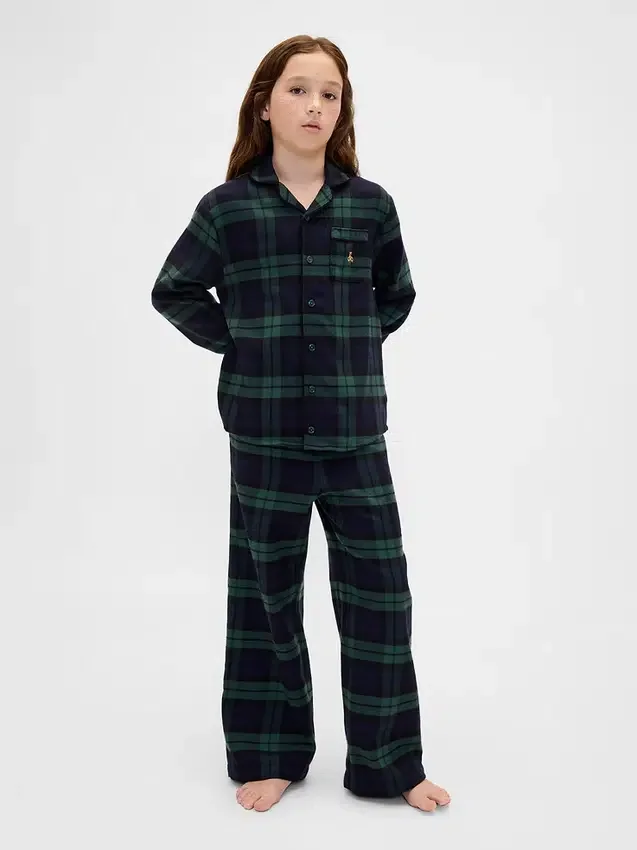 Çocuklar İçin Geri Dönüştürülmüş Flanel Pijama Seti