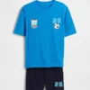 Çocuklar İçin Geri Dönüştürülmüş Oversized Futbol Pijama Şortlar Seti